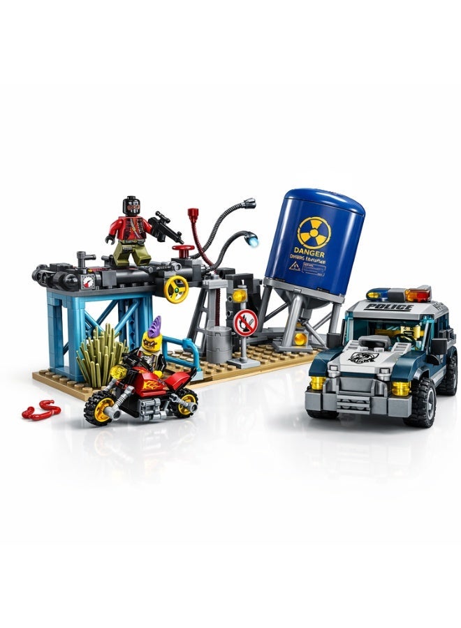 Qman Police Battle Force Building Blocks Set – Police Chase Scene – 296 Pieces – 3 Minifigures – Ages 6+ - Image 1
